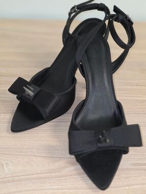 Sugar Thrillz Rebel Romance Black Studded Bow Ankle-Strap Heels